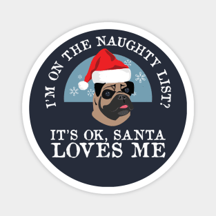 Funny Naughty Dog Puppy Lovers Pug Christmas Gift Magnet